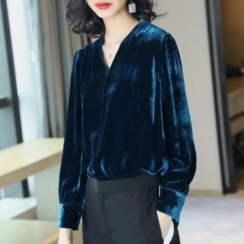 Bella Philosophy 2020 Spring Women Solid Elegant Velent Blouse Office Lady Long Sleeve Shirts Female Mujer De Moda Simple Tops