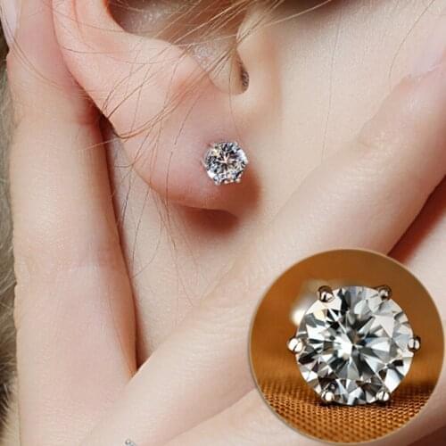 Hot 1 Pair Full Crystal Clear New Desion Pierced Ear Fashion Stud Elegant Earrings For Women Jewelry Gift