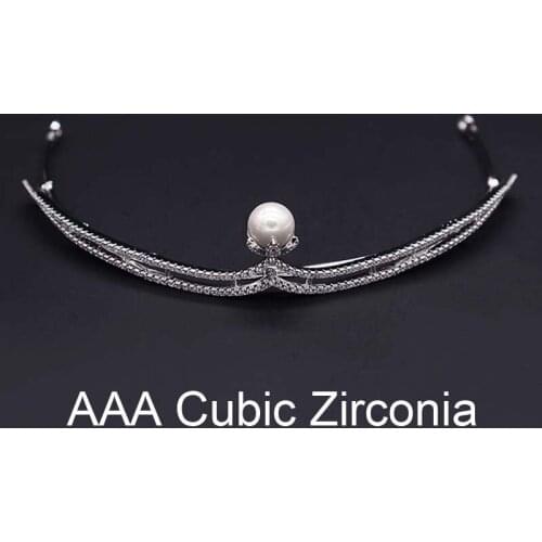 High Quality Women Wedding Hair Accessories Fashion Luxury Bridal Crowns and Tiara With AAA Cubic Zirconia Imitation Pearl