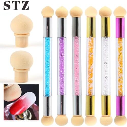 1 Set Sponges Nail Art Brush UV Gel Polish Gradient Pen Glitter Powder Ombre Dotting Tools Manicure 4 Replace Sponge Heads #1816