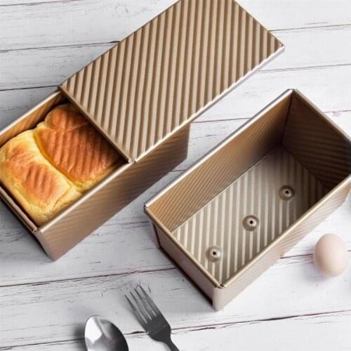 1Pc 450g Bakeware Loaf Pan With Cover Non Stick Golden Bread Toast Mold Bread Toast Box With Lid (Golden)
