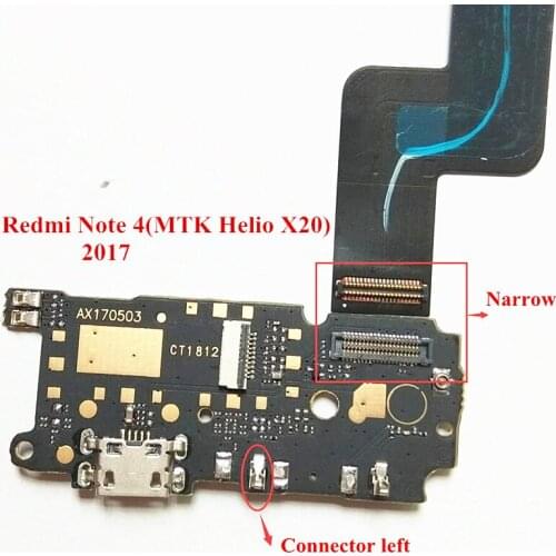 10pcs/lot USB Charging Board Flex Cable & Main board Connections Flex Cable For Xiaomi Redmi Note 4 MTK helio X20 version