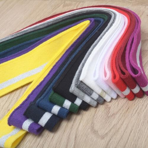 2Pcs 3.5*110cm Colorful cotton knit elastic ribbed striped lace Neckline cuffs baseball uniform ribbed tape accessories SC765