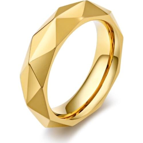 2021 Mexican Jewelry 5.5mm Titanium Steel Gold Color Godliness Rhombus Polygon Single Men Ring