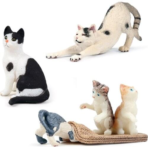 3pc/Set animal black and white kitten toys Childrens simulation cat model set play kitty model fake cat ornaments