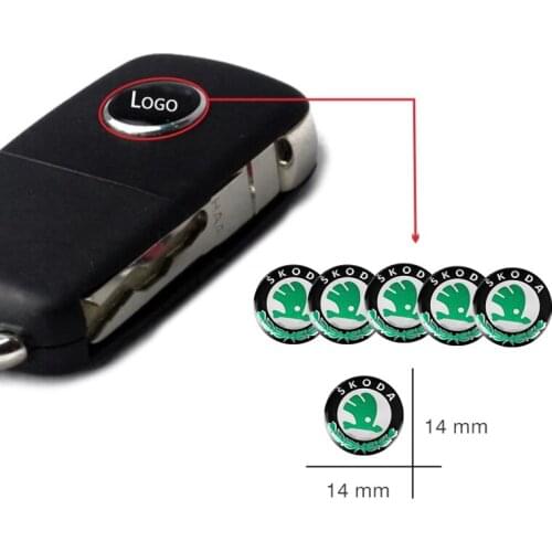 5/10pcs 14mm Car Key Emblem Sticker Metal Logo Accessories For Skoda Octavia Rapid Karoq Kodiaq Fabia Kamiq Superb VisionS Yeti