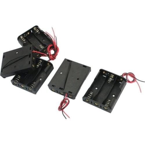 5 pieces spring loaded plastic 3 x 1.5V AA battery holder box black