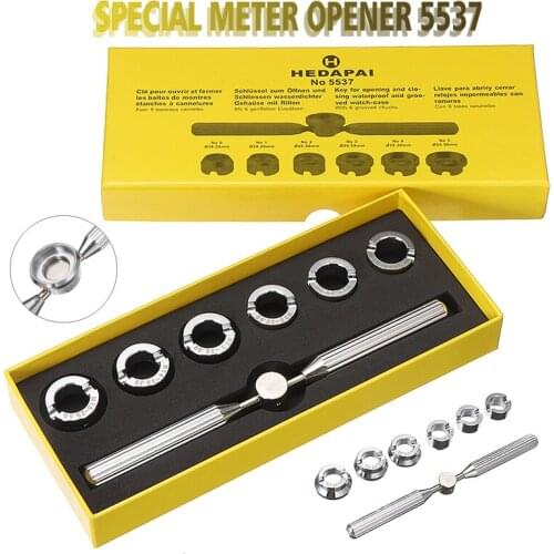 5537 Professional Watch Opener Stainless Steel Watches Back Case Opener Closer Remover with Six Dies Watchmaker Repair Tools Kit
