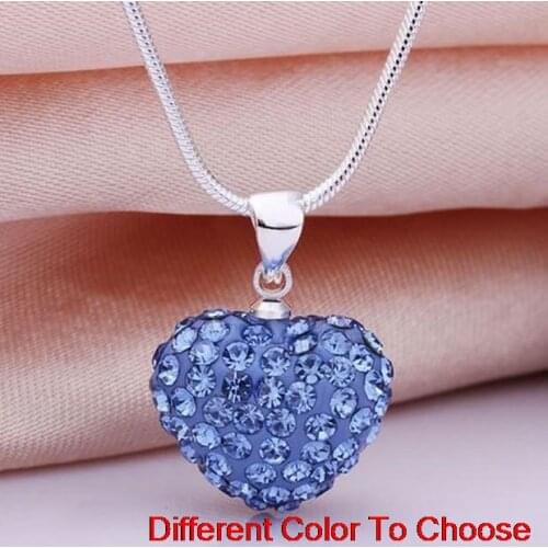 Ab caly disco mixed rhinestone free shipping heart Silver Plated snake chain crystal Necklace