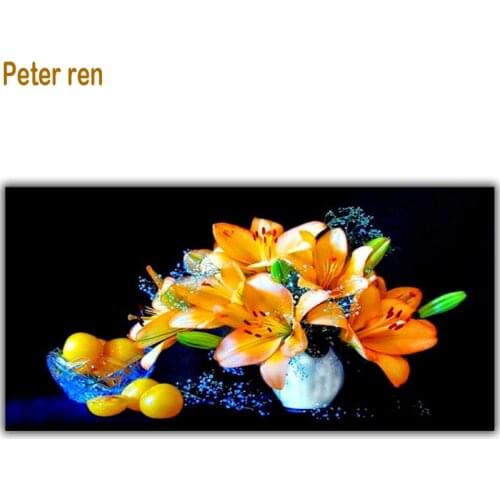 Peter ren Diamond painting flower lily Round \ Square mosaic Picture of rhinestones Full Embroidery with diamonds "Mango lilies"
