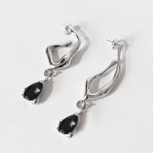 Asymmetric venom gem earrings long temperament design earrings female ruby earrings female