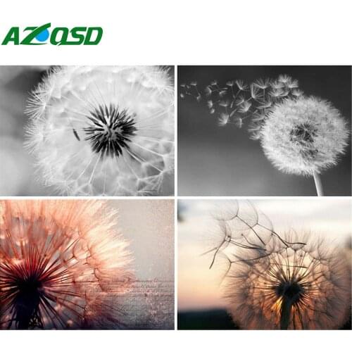 AZQSD 5D DIY Diamond Painting Dandelion Black And White Diamond Embroidery Flower Sale Full Kits Mosaic Decor For Home