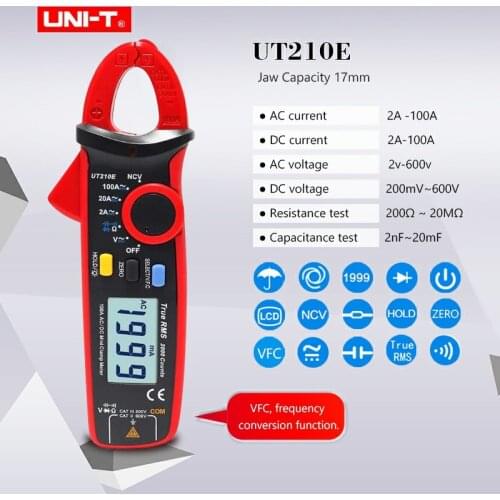 Mini Digital Clamp Meters AC/DC Current Voltage UNI-T UT210 series True RMS Auto Range VFC Capacitance Non Contact Multimeter