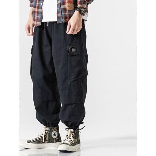 New Men Cargo Pants Hip Hop Joggers Fashion Solid Elastic Waist Harem Trousers Casual Pockets High Quality Mens Sweatpants Loose