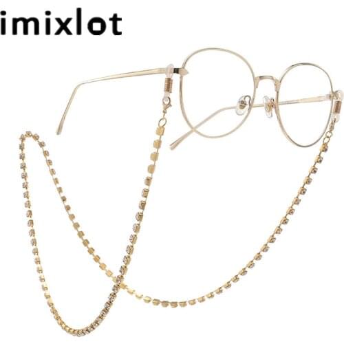 Imixlot Exquisite Fashion 70cm Glasses Chain Metal Square Crystal Sunglasses Lanyard Strap Eyeglass Cord Accessories Jewelry