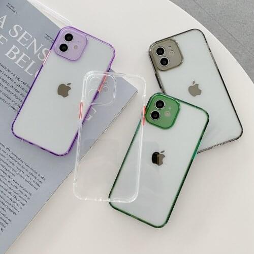 Hybrid Color Transparent Phone Bumper Case For iPhone 12 11 Pro Max 7 8 Plus X XS XR MAX SE 2020 Thin Hard Back Protective Cover