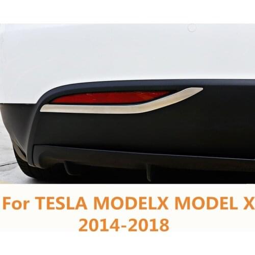 For TESLA MODELX MODEL X 2014-2018 Car Rear Fog Light Cover Trim Strip ABS Chrome Frame Lamps Car-styling Strips Decoration