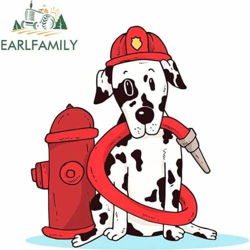 EARLFAMILY 13cm x 11.2cm for Dalmatian Firefighter Car Stickers Bumper Personality Laptop Decal Bumper Personality Decoration