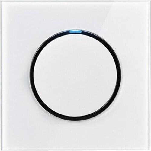 Esooli 2018 New Arrival 1 Gang 1 Way Random Click Push Button Wall Light Switch With LED Indicator Crystal Glass Panel