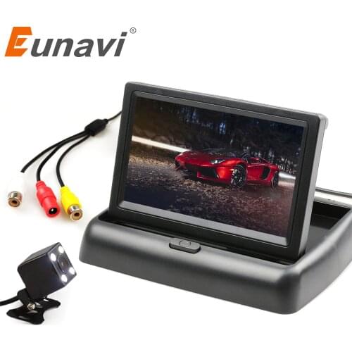Eunavi TFT 4.3'' Auto Parking Monitor 4 LED Night Vision CCD Auto Parking Camera with 2.4G Wireless Transmitter and Receiver
