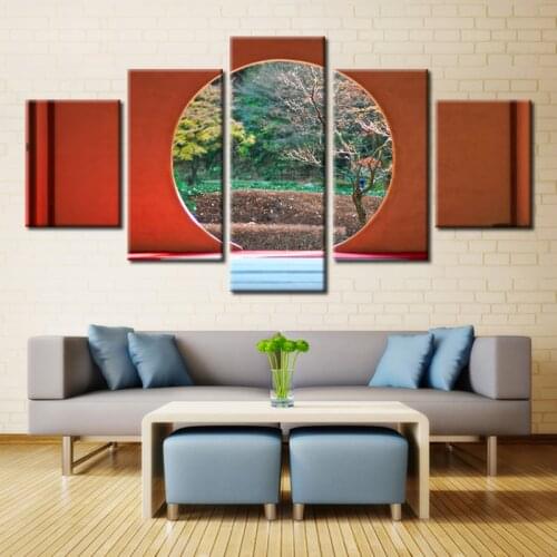 Canvas Wall Art 5 Panels Spray Painting Spring Is Round The Window Landscape Picture Unframed Artworks Beautifyul Scenery Poster