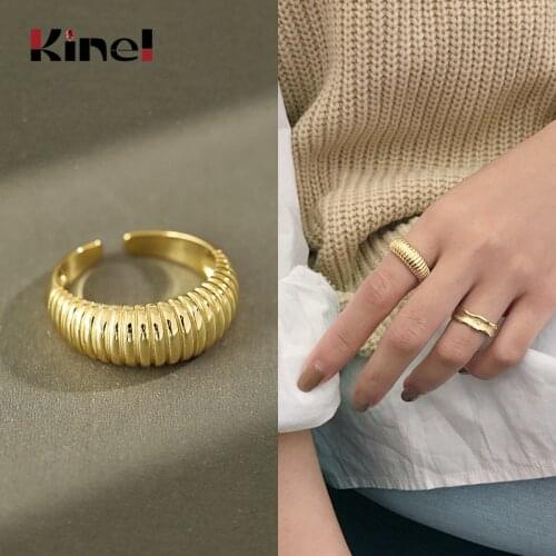 Kinel 14k Gold Ring Sterling Silver Ladies Open INS Retro Simple Winding Spring Ring Korea Jewelry Silver 925 Party Accessories