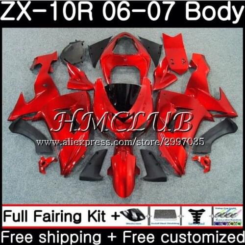 Bodywork ALL metal red For KAWASAKI NINJA ZX1000C ZX-10R 2006 2007 61HC.6 ZX1000 C ZX 10 R ZX 10R 06 07 ZX10R 06 07 Fairing kit