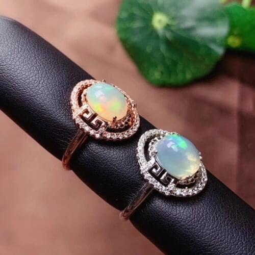 Best Gift Natural and Real Natural and Real Opal Ring Solid 925 Sterling Silver For Women Colour Gem Stone Rings Fine Jewelry