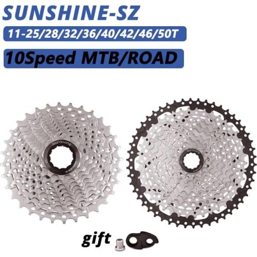 SUNSHINE 10 speed MTB Road Bike Freewheel 10V Cassette Flywheel 11-25/28/32/36/40/42/46/50T For Shiman M6000 SRAM Bicycle Part