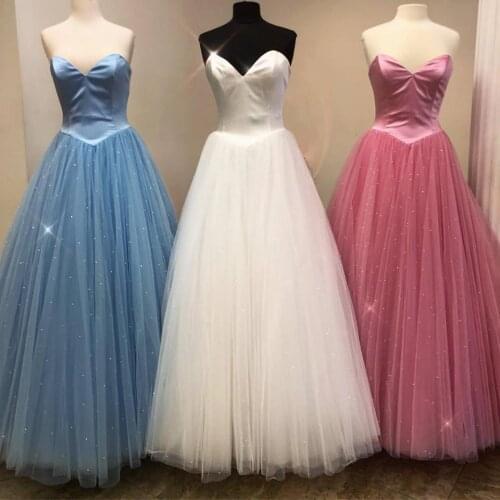 Pretty Pink Prom Dresses 2019 Ball Gown Sweet 15 Dress Sweetheart Neckline Sparkle Bling Long Pageant Gowns for Lady Junior Teen