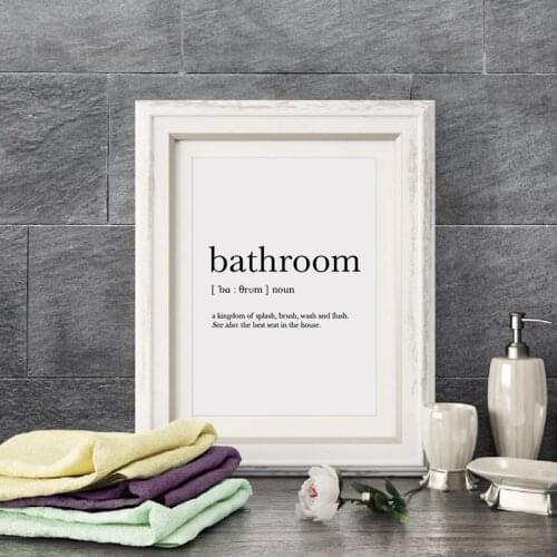 Wall Art Canvas Nordic Posters Print Funny Bathroom Definition Quote Painting Black White Bathroom Signs Wall Picture Home Decor