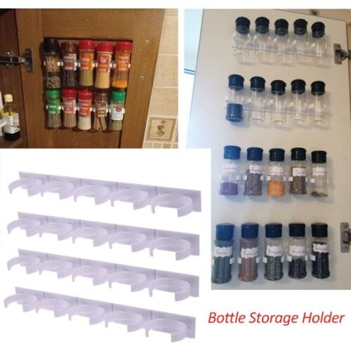 2 4 Pcs Wall Mount Ingredient Spice Bottle Rack Plastic Organizer Rack 5 Cabinet Kitchen Cabinet Door Hooks Jars Spice Holder