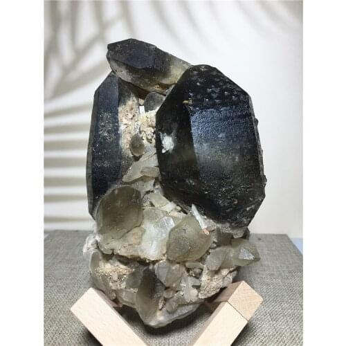 Natural Smoky Crystal Quartz Mineral Point Wand Home Furnishing Decoration Energy Healing Reiki Master Rough Rocks Specimen