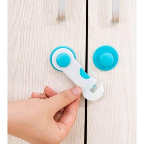 Small Size ABS Plastic Home Door Drawer Safety Lock Blue Pink Children Kids Protect Safety Care Wardrobe Cabinet Locker Supplies