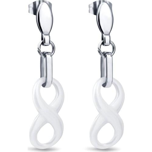 Delicate Black White Ceramic Women Charms 8 Shape Engagement Earrings Ear Studs Jewelry for Female Lady