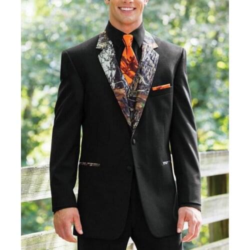New Camouflage Tuxedos Unique Single-Breasted Camo Mens Wedding Suits Notched Lapel Groom Wear Prom Suits For Men ( Jacket+Pant