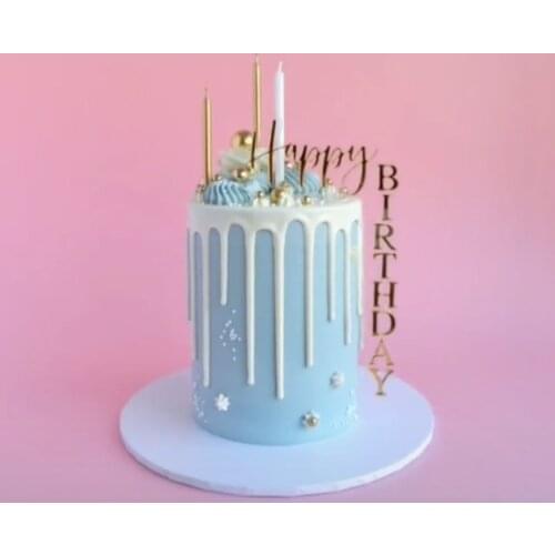 New Acrylic Right Angle Happy Birthday Cake Topper Baby Shower Decorations Kids Girl Party Favors Cake Decorating Supplies