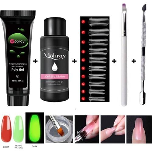 15ml Poly Nail Gel Kit Temperature Change Extension Luminous Gel Quick-drying Phototherapy Glue Gel Nail Polish