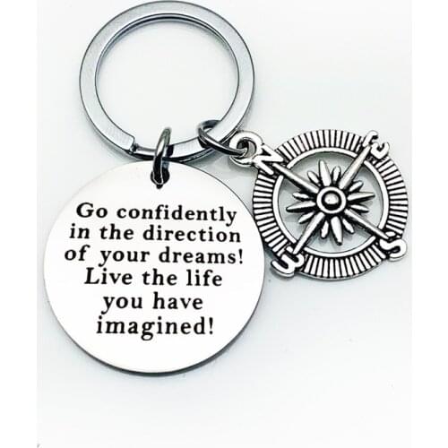 Oeinin Popular Key Chain For Men/Women Simple Letter Key Ring Confidently Go In The Direction Of Gift Key Chain Alloy Brelok