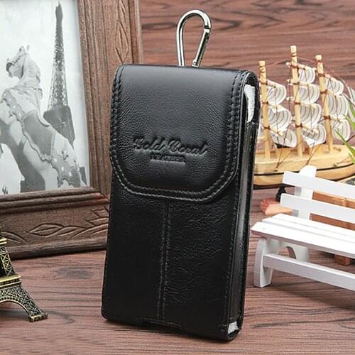 High Quality Hip Bum Belt Purse 5.3/5.5/5.7/6 Inch Mobile Cell Phone Case Bag Pouch Natural Genuine leather Waist Fanny Pack