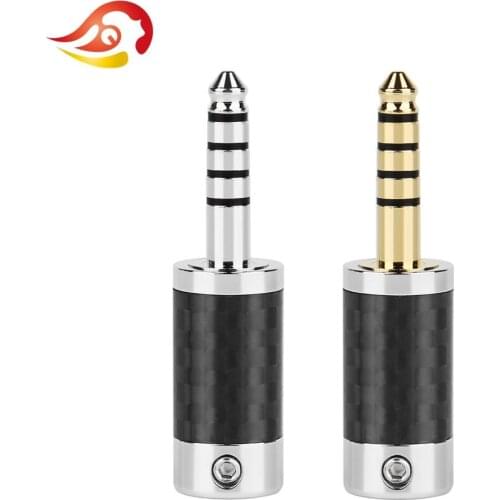 QYFANG Rhodium/Gold Plated 4.4mm 5 Pole Carbon Fiber Earphone Plug For NW-WM1ZA Headset Audio Jack Wire Connector Metal Adapter