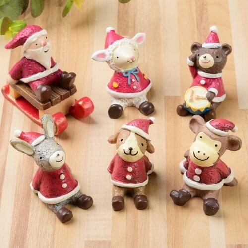 Christmas products Christmas small animal resin Ornament Santa Claus presents cute cartoon resin gift Home Furnishing decoration