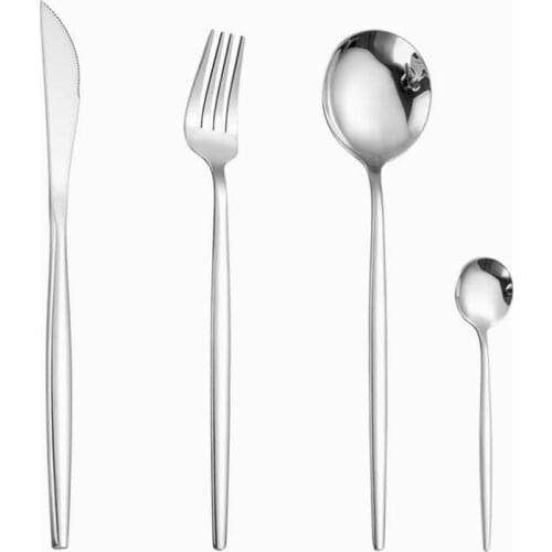 Silver Stainless Steel Cutlery Set Tableware Dinnerware Flateware Silverware Chopsticks Fork Spoon Knife Set Complete Dinner Set