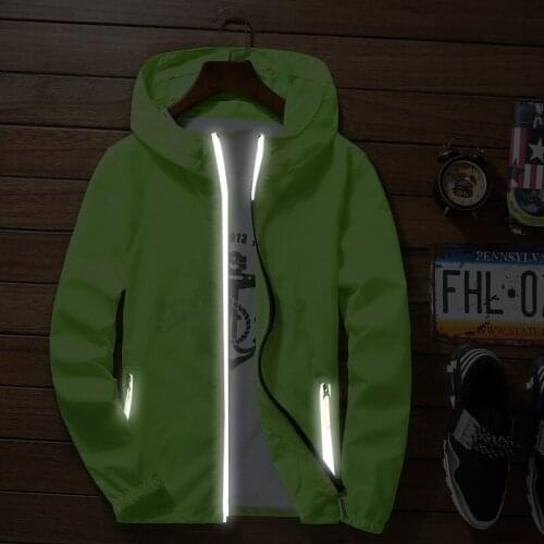 3m Reflective Jacket Men Women Summer Anti-UV Windbreaker Night Thin Hooded Fluorescent Jackets Couple Large Size 7XL