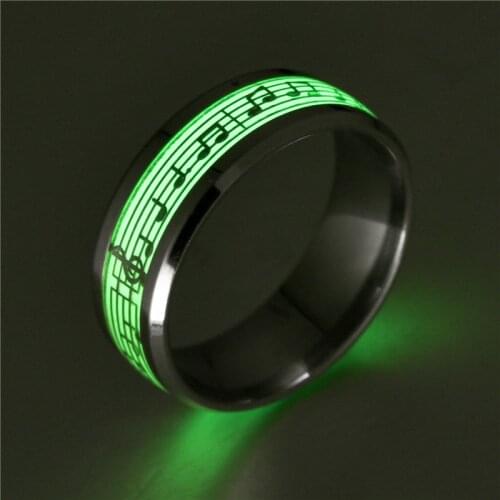 Dark night glow ring woman man stainless steel fluorescent glow wedding jewelry gift accessory