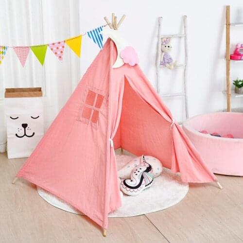Tipi Triangle KidsTent Teepee Canvas Sleeping Dome 130cm Play-Tent Teepee House Wigwam Room Childrens Tent Game-House