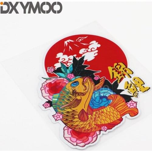 Fish Carp Car Styling Vinyl Decal Ukiyo-e JDM Tattoo Prajna Koi Lotus Fuji Mountain Element Motorcycle Helmet Bike Sticker