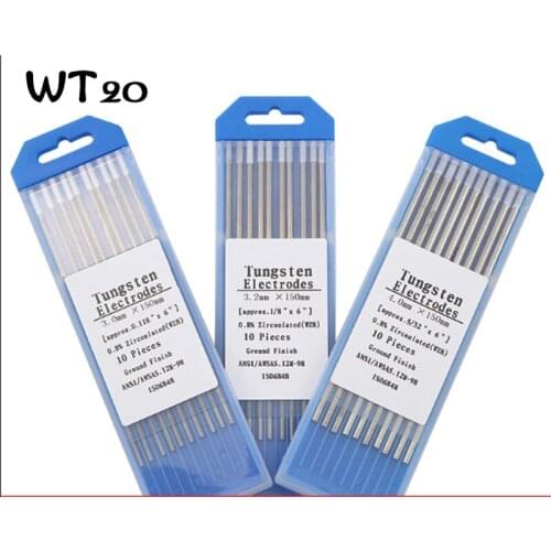 WT20 10 Piece Red Color1.0/1.6/2.0/2.4/3.0/3.2/4.0mm*150mm Thoriated Tungsten Electrode Head Tungsten Needle/Rod For Wel