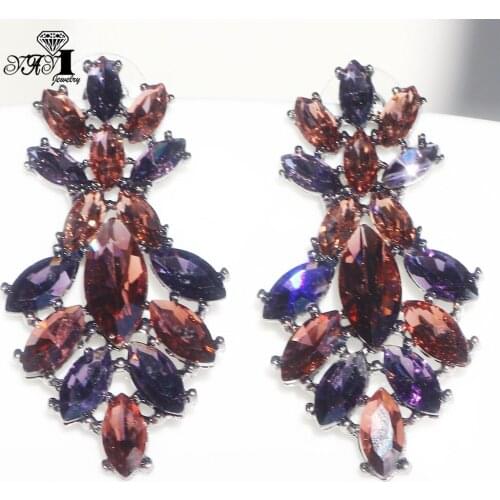 YaYi Jewelry Fashion Multi Glass Rhinestone Dangle Crystal Earring Girls Lady Womens long Ear Studs Hoop Gem Earrings Gift