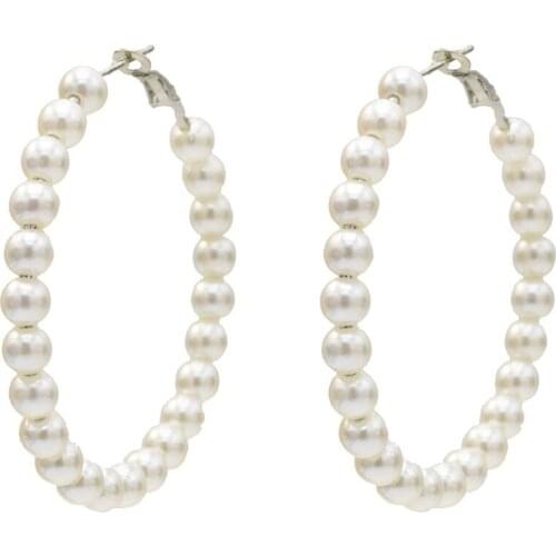 Elegant Simulated Pearl Earrings for Women New Korean Style Statement Circle Hoop Earring Wedding Party Jewelry New Year Gift